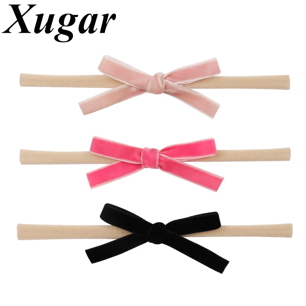 

Xugar Hair Accessories Velvet Headbands for Girls Handmade Hair Bows Nylon Hair Bands Newborn Scrunchies Accessories for Hair