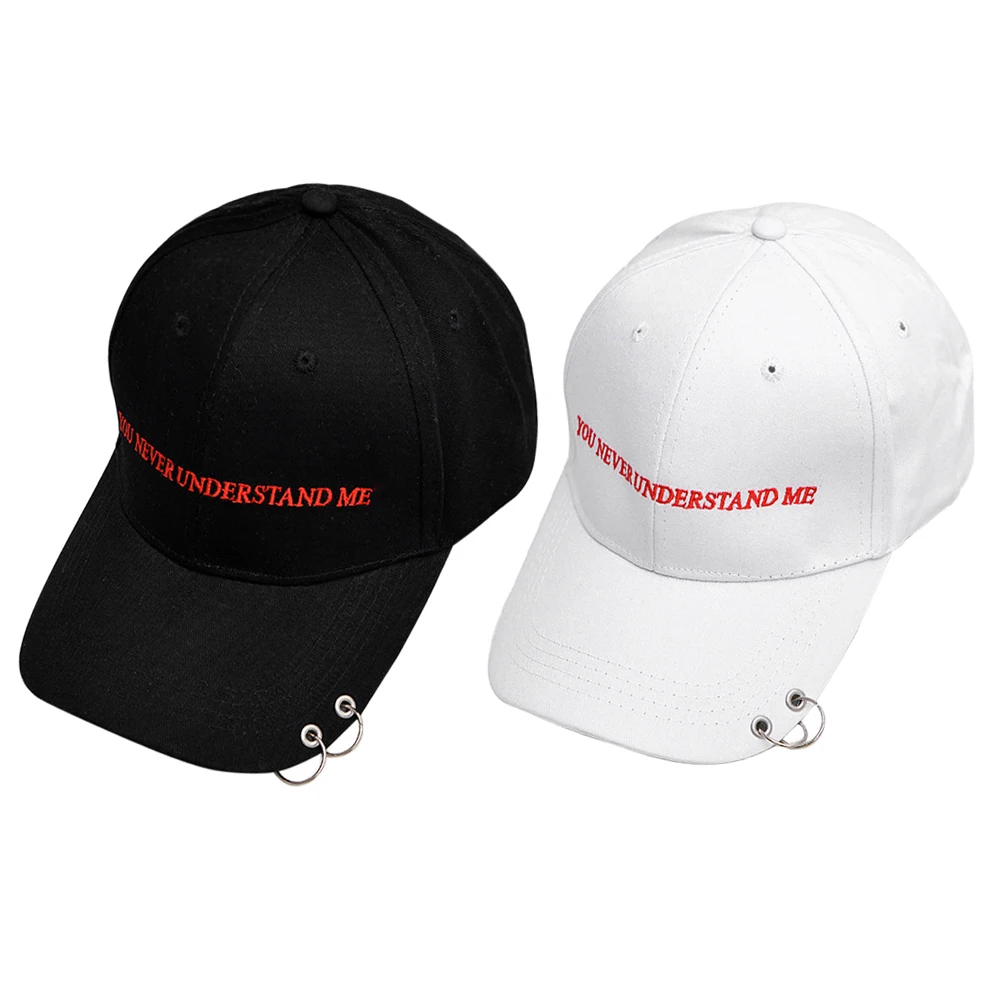 2016 Safety Pin Hiphop Men Cotton Cap Autumn Ring Black Baseball Cap