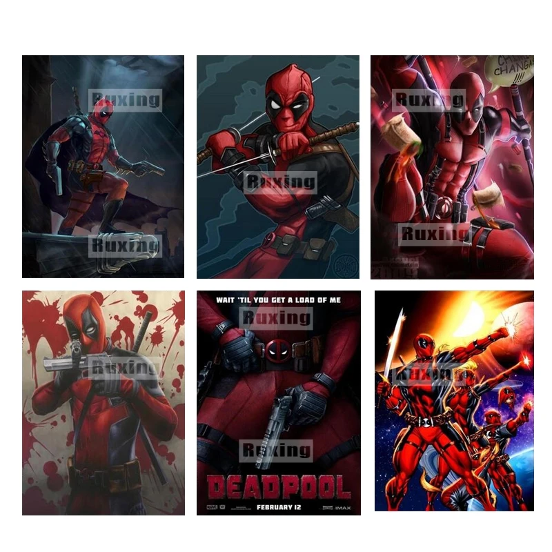 

Ruxing Diy Diamond Painting Deadpool Cross Stitch cartoon Square Diamond Embroidery crafts 5D Diamond Mosaic Home Decoration