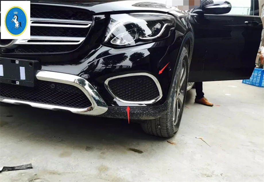 Yimaautotrims авто аксессуары передняя фара противотуманная фара крышка литьевая отделка хром подходит для Mercedes Benz GLC X253