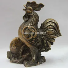 Xd 00532 китайская Бронзовая медная статуя фэншуй счастливого монета богатства ЧУК курица весеннее дерево