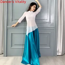 Одежда для занятий танцами живота, новинка, весна-лето, топ из пряжи, современный танец, чистый шелк, сатин, свободные штаны, одежда для восточных танцев, сценическая одежда