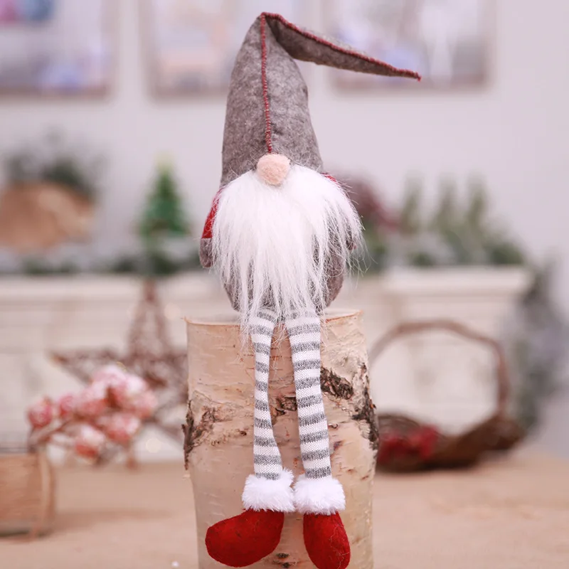 ETya рождественские украшения усы Санта Клаус эльф фестиваль год ужин вечерние рождественские кукла-Подвеска Игрушка Декор для дома детский подарок - Цвет: Long-legged gray