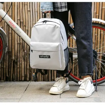 

Simple Letter Nylon Backpack Women School Bag for Girls Teenage Student Casual College Bagpack Big Youth Teen Backbag Black 2019