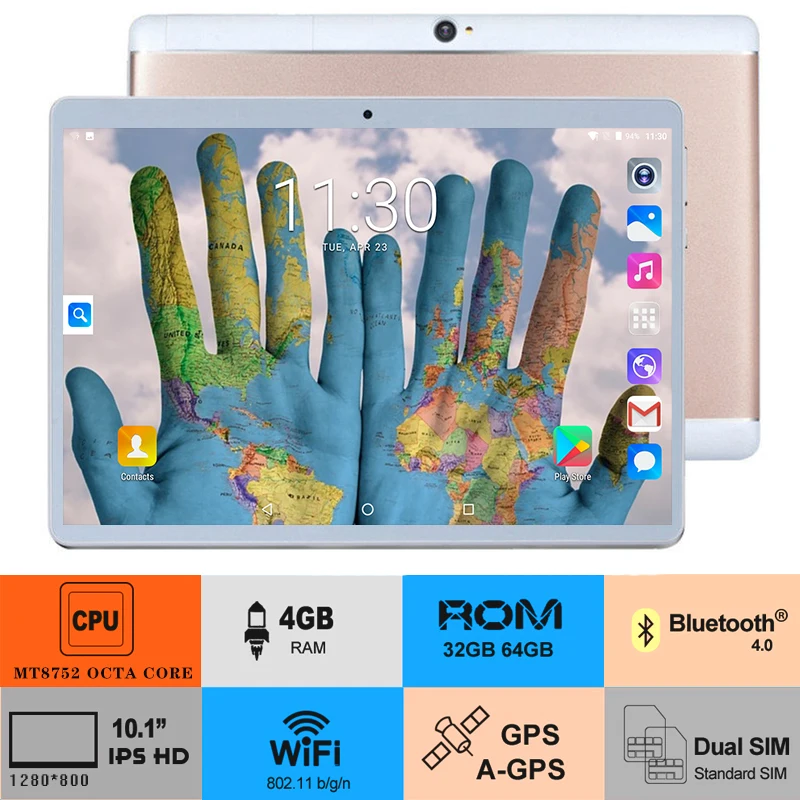 10 inch Tablet PC MTK8752 Octa Core 5.0MP 4GB RAM 64GB ROM tablet 10.1 Unlock Smart phone TAB Phablet Android 8.0