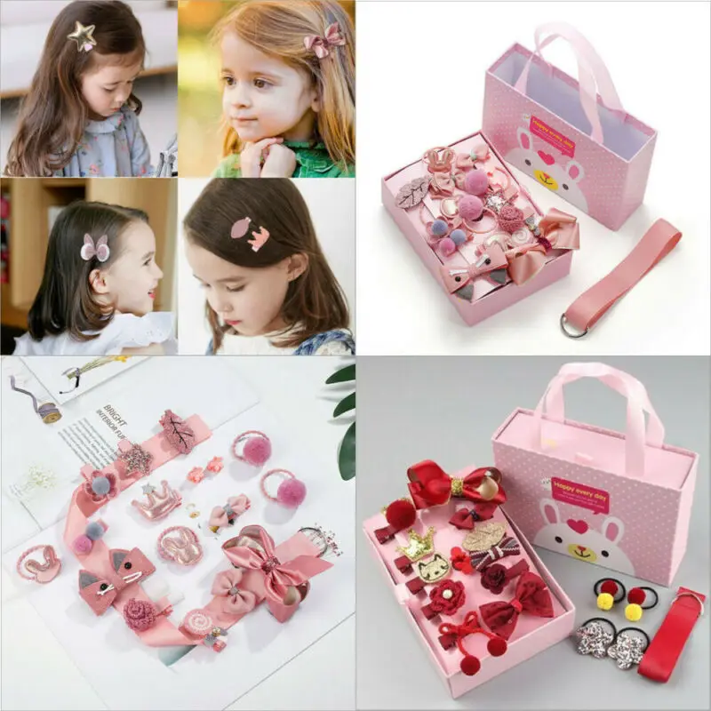 

PUDCOCO 18Pcs Lovely Princess Hairpin Baby Girl Hair Clip Bow Flower Barrette Star Gift