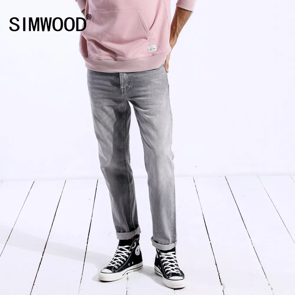 

SIMWOOD New Arrive Brand Jeans Men 2019 Casual Slim Fit Ripped Jeans Skinny Fashion Denim Trousers Male High Quality 180240