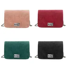 Для женщин дамы вельвет мини цепи Crossbody сумка сумки на плечо женская сумочка