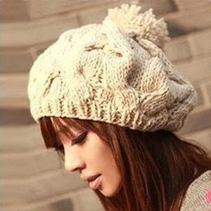 Бесплатная доставка, 1 шт., 2016 Новая Корейская версия шапки с тыквой, вязаные вручную шапки, осенне-зимняя шерстяная шапка, теплая шапка, многоцветный - изображение