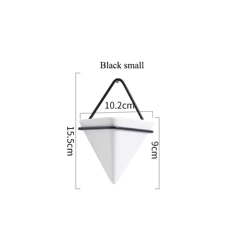 Креативная керамика железная художественная стена цветочный горшок простая настенная ваза Скандинавское кашпо для суккулентных растений домашнее украшение бонсай Настенный декор - Цвет: Black small