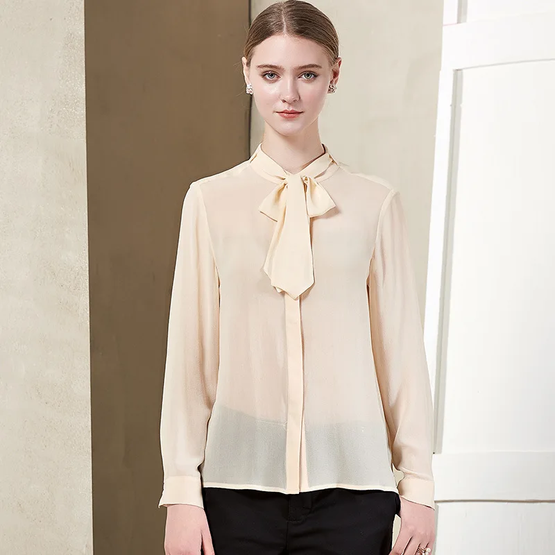 100% Mulberry Silk Shirt/Summer Women Tops/Women Chiffon Blouse/Shirt ...