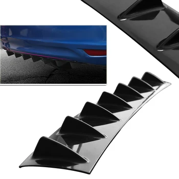 

Auto Car Chassis Rear Shark Fin 7 Wing Lip Diffuser Bumper 33"x6" Black Universal ABS Plastic
