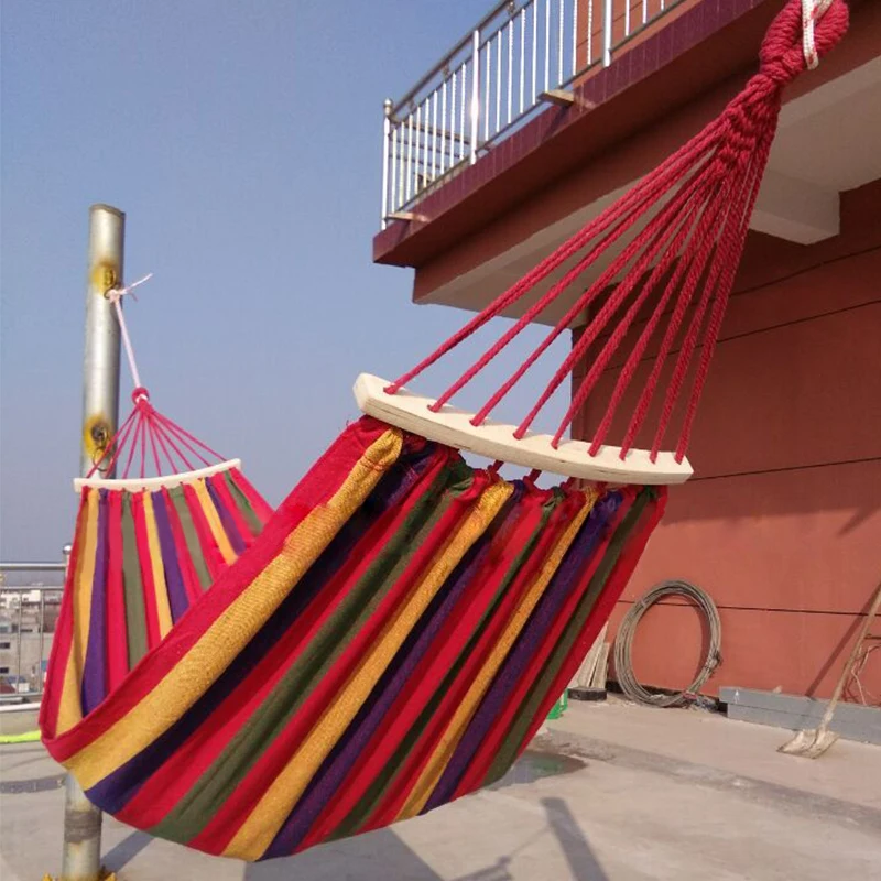 

rainbow Outdoor Leisure Double 2 Person canvas Hammocks Ultralight Camping Hammock