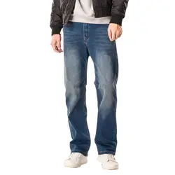 2018 Весна и лето новые прямые джинсы мужские большие размеры 28-42 44 46 48 свободные эластичные Ретро Старые джинсы брюки