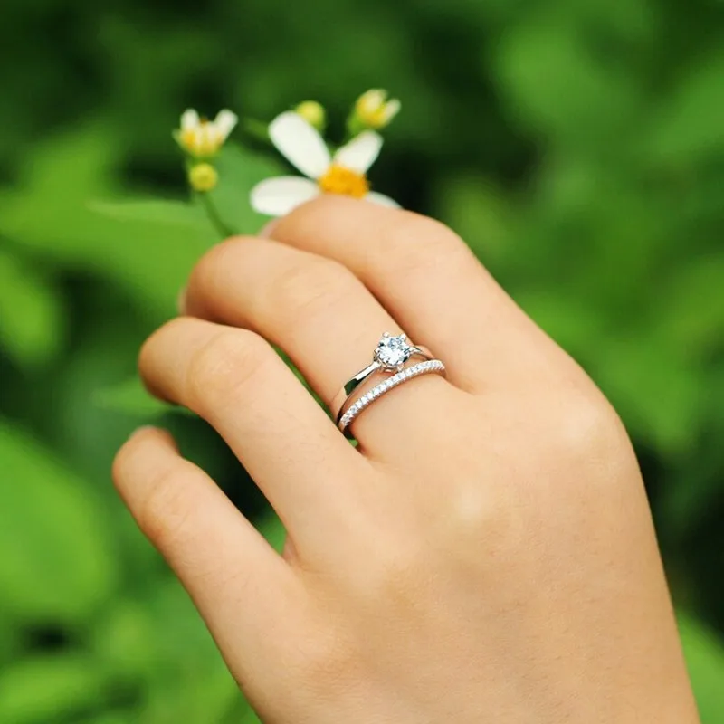 Модное Оригинальное Настоящее Серебряное кольцо 925 пробы, роскошное циркониевое свадебное ювелирное изделие для женщин, подарок