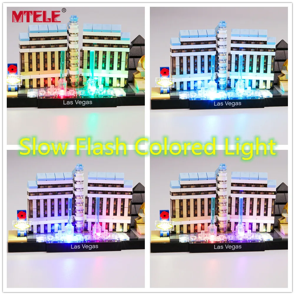 MTELE брендовый светодиодный светильник, набор игрушек для зодчества, светильник ing в Лас-Вегасе, совместим с 21047(не включает модель