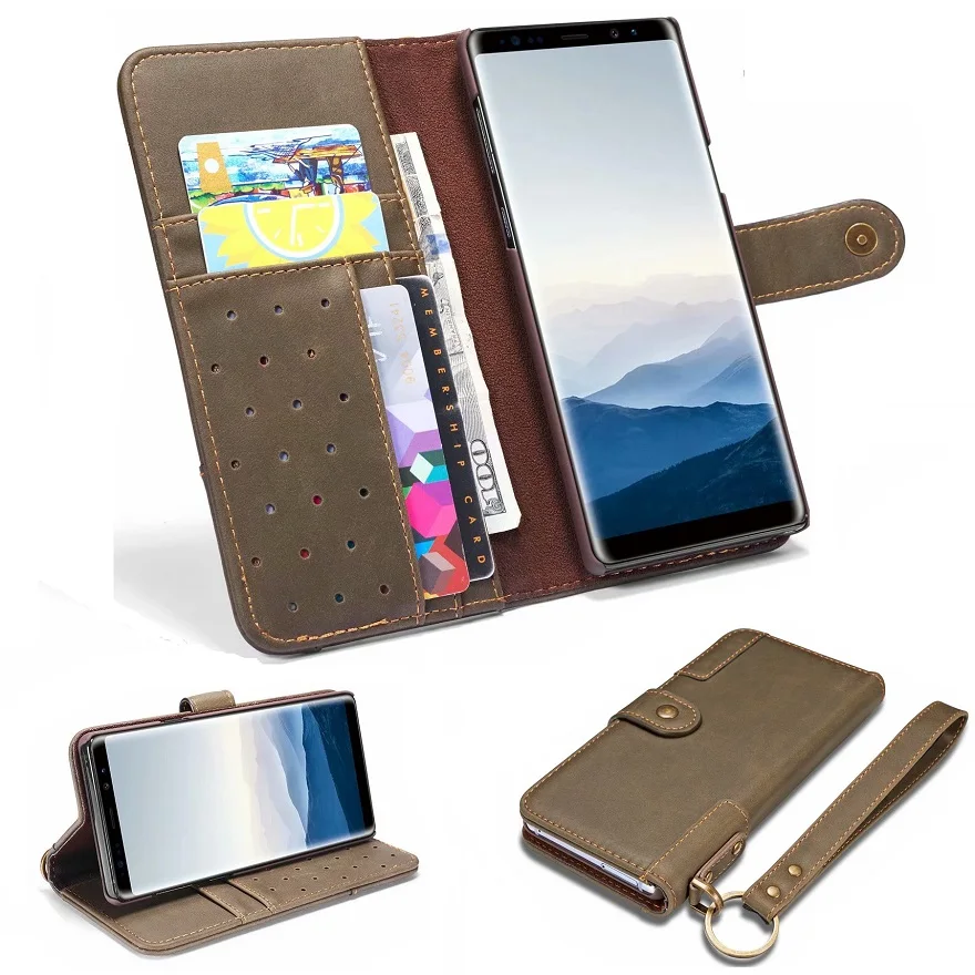 Чехол книжка из натуральной кожи для samsung Galaxy Note 9 8 чехол S8 S9 Plus S6 S7 Edge воловьей