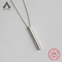 Серебро S925 пробы простое геометрическое квадратное серебряное ожерелье ювелирные изделия
