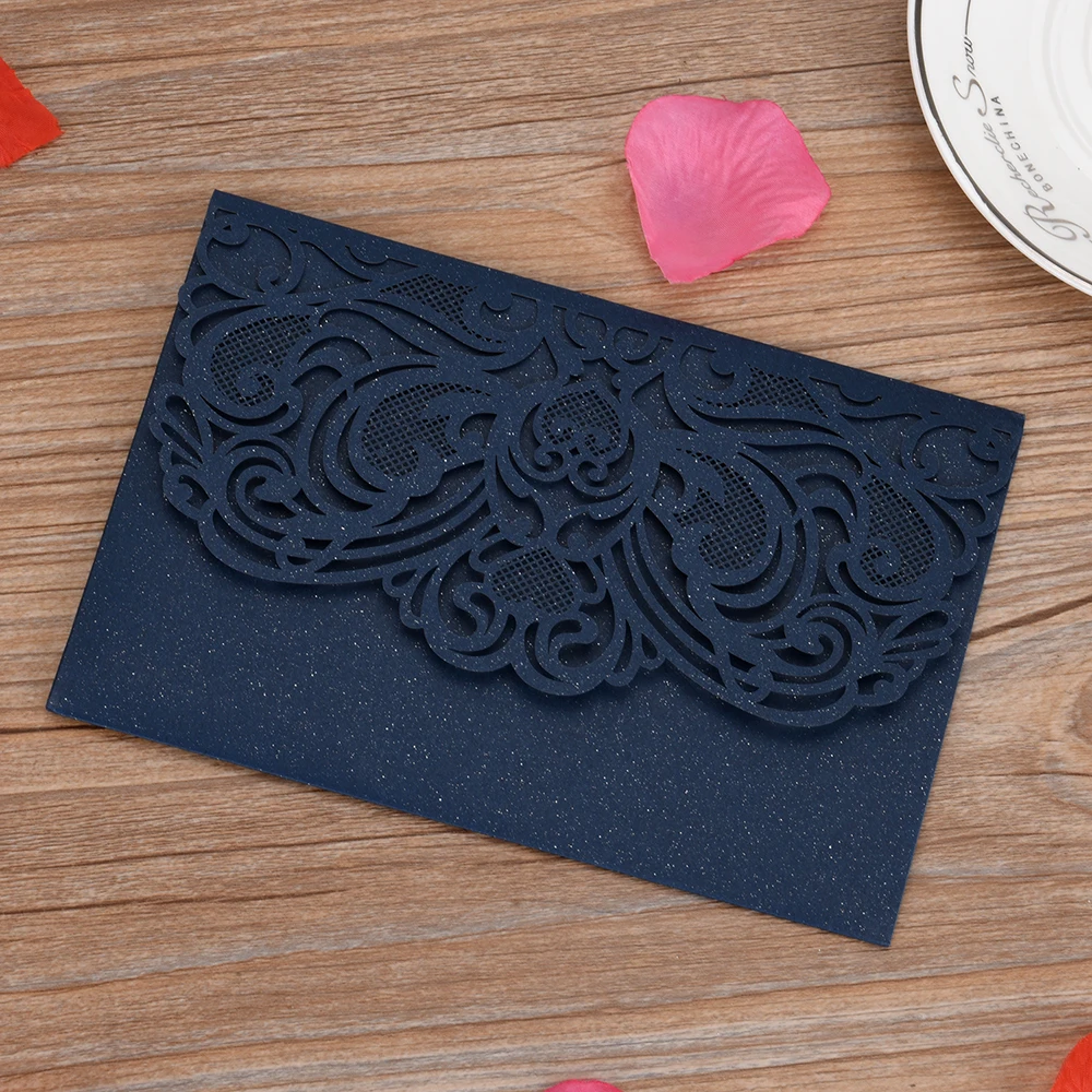  5 SETS wedding card invitation Laser Cut Invitations with Blank Inner Sheet and Envelopes for Weddi - 33044320541