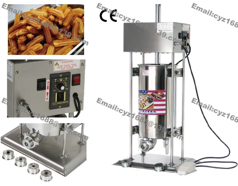 

Free Shipping Commercial Use Automatic 110v 220v Electric 15L Spanish Doughnuts Maker Churrera Churros Machine Filler 5 Nozzle