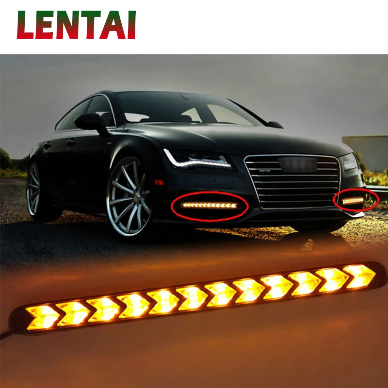 

EALEN 1Set Car LED DRL fog Light Turn Signals with Yellow Steering For Audi A4 B6 B8 VW Passat B5 B7 Skoda Octavia A7 Renault