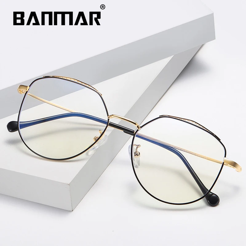 BANMAR компьютерная Женская круглая металлическая оправа очки анти-голубые лучи радиационные очки оправа унисекс, металлические очки с принтом для мужчин A1902