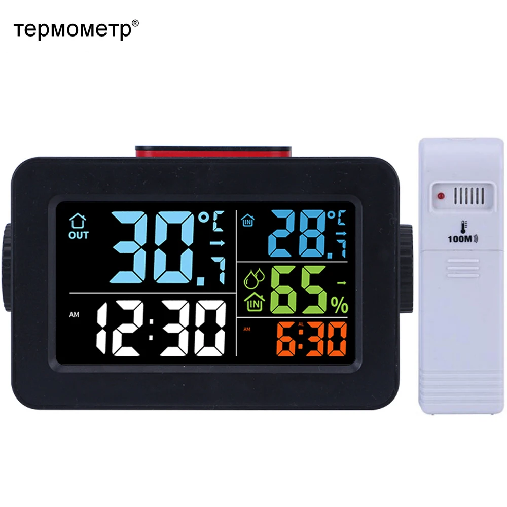 

Weather Station Digital Alarm Clock with Indoor Thermometer Humidity Hygrometer Wireless Outdoor Temperature Table Desk Clock