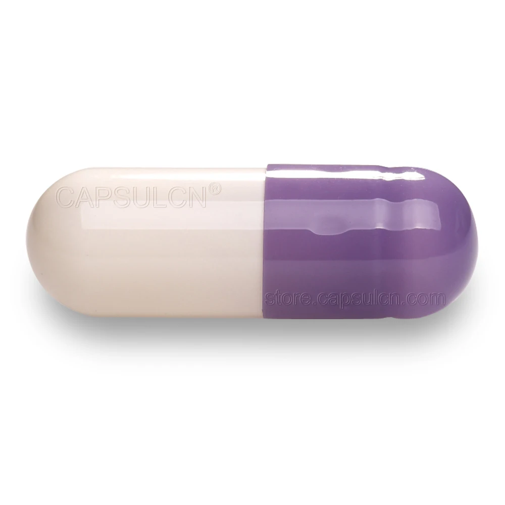 

CapsulCN, Size #2, 5000 pcs/ Carton Empty Gelatin Capsule Joined Capsules Purple & white For Capsule Filler
