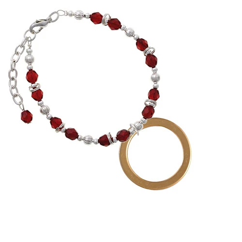 Acrylic 1 1/2 Ring Goldtone Maroon Beaded Bracelet