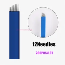 S12, Перманентный макияж, иглы, микроблейдинг бровей ручные лезвия 12-шпильки конического зубчатого колеса игла для тату-машинок 200 шт./лот