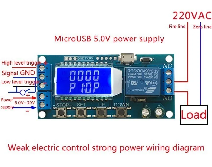 6-30 в Micro USB цифровой ЖК-дисплей реле времени задержки модуль управления таймер переключатель цикл запуска модуль XY-LJ02