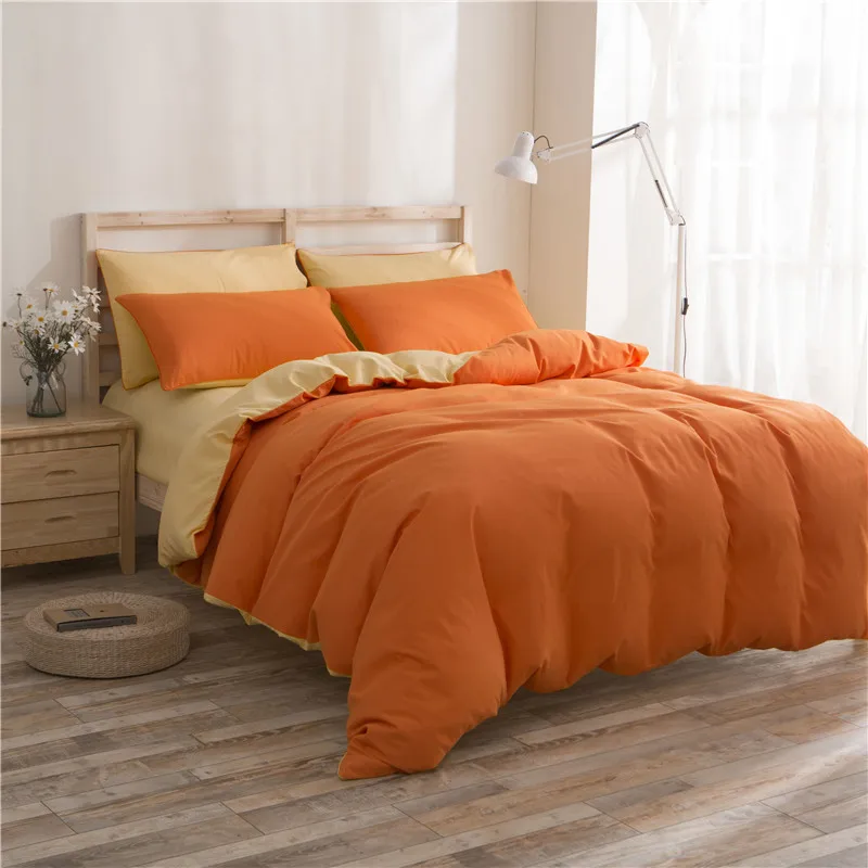 Orange Solid Color Bedding Set 4pcs Adult Bed Linen Set Japan