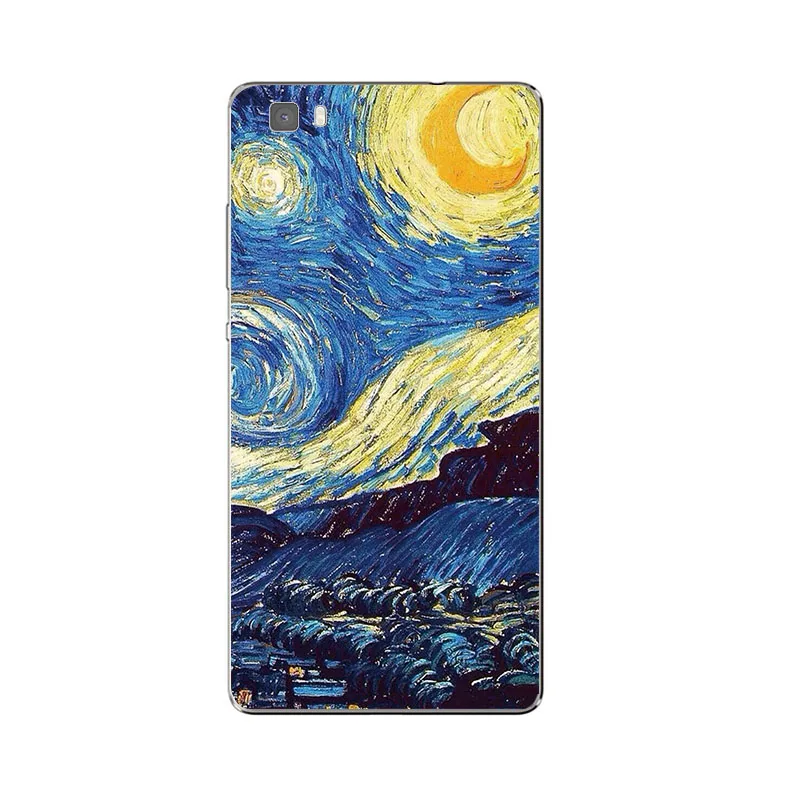 Untuk Huawei P8/P8 P9 Lite Plus G9 Shell Kehormatan 5C 7 7I Kembali Cover Mate 7 8 Ponsel Van Gogh Desain Dicat