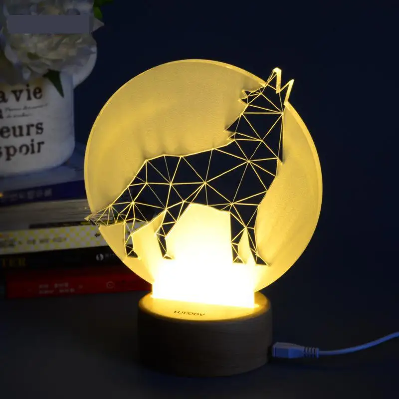 Woody Creative Wood 3d Lamp Waste Land Series Lighting Table Lamp Christmas Gift Children's Toys Christmas decorative lights