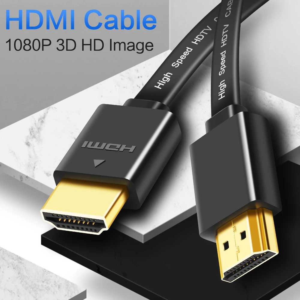 HDMI кабель 1080p 3D плоский кабель 1,4 в позолоченный штекер Male-Male HDMI кабель 0,3 м 0,5 м 1 м 1,5 м для PS4 Xbox проектор Ноутбук с HDTV