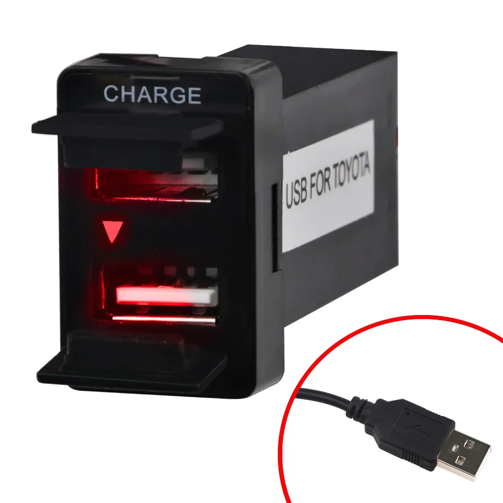 Dual USB Charger Audio Port Interface for Toyota Cars Blank Switch Hole