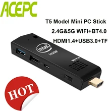 Микро Карманный ПК Z8350 Мини ПК T5 мини-компьютер Intel atom Z8350 4 ядра WiFi2.4G& 5G 4 K Bluetooth 4,0 HDMI HTPC USB PC stick