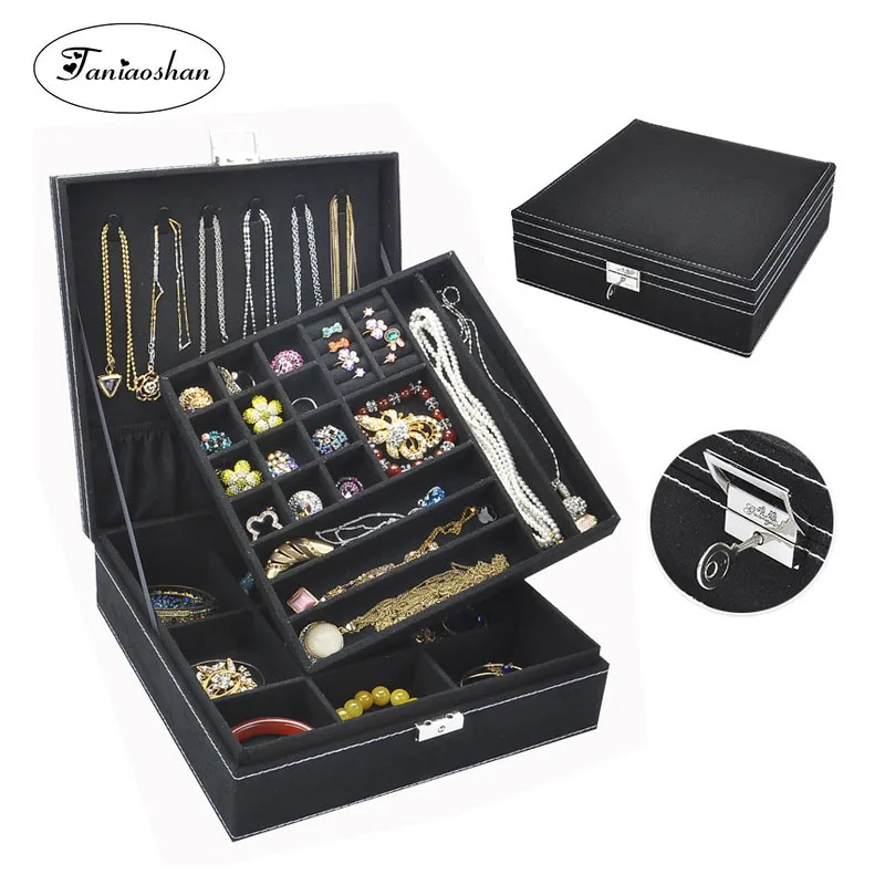 Flannel square jewelry box 2 Layers big size jewelry organizer Multicolor large space necklace earrings storage casket Flannel square jewelry box 2 Layers big size jewelry organizer Multicolor large space necklace earrings storage casket