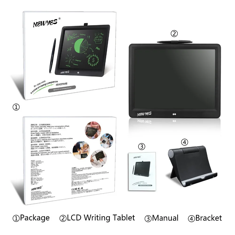 NEWYES 15 LCD Writing Tablet Erase ebook reader Drawing Tablet Electronic Paperless LCD Handwriting Kids Gift Writing Board Pad