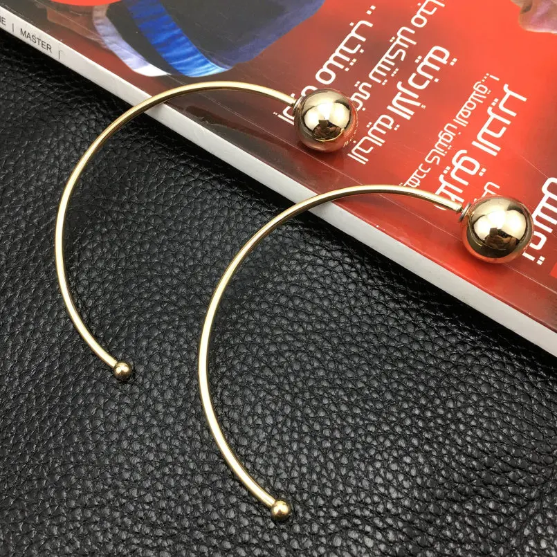 Danfosi Brand Semicircle Style Metal Long Earrings For Women Big Jewelry Gold-Color Ball Stud Earrings Punk Pendientes