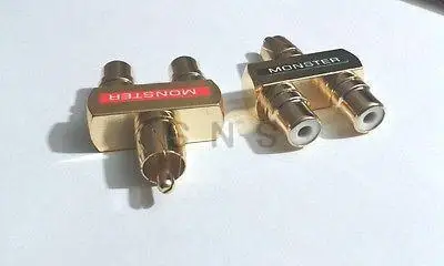 2pcs RCA Audio Y Splitter Plug Adapter 1 Male to 2 Female Gold Plated connector | Обустройство дома