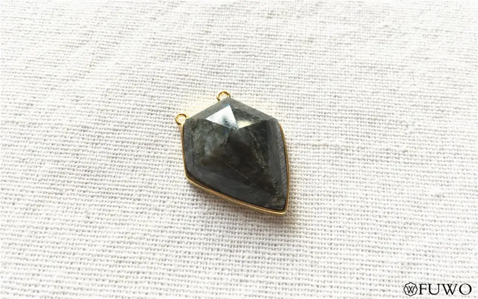 Natural Stone Shield Double Hook Pendant 10