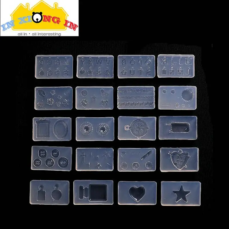 

20pcs Mini Alphabet Flower Silicone Molds for DIY Nail Art Kawaii Heart Epoxy Resin Craft Tool Mold Mini Cabochon Jewelry DIY