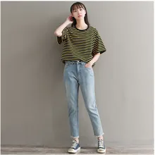 Новая мода плюс размер женские джинсовые брюки прямого покроя большие ярдов свободные BF ветер прямые джинсы бойфренды женские брюки 3XL