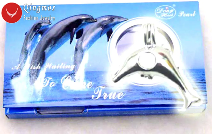 Qingmos желанные жемчужные Чокеры ожерелье для женщин с 20 мм ракушкой клетка любовь жемчужный держатель трендовые Подвески ожерелье подарок Box-who3647 - Окраска металла: single Dolphin