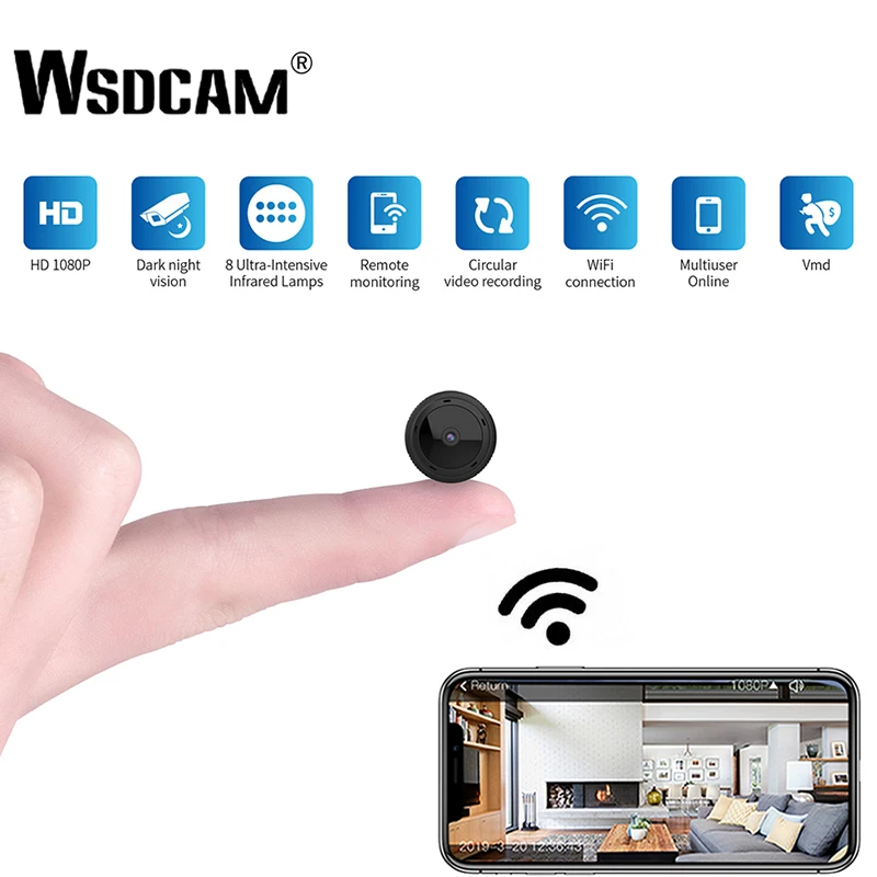 Online W10 Mini cámara WiFi 1080P HD IR visión nocturna hogar seguridad IP cámara CCTV detección de movimiento Monitor de bebé videocámara DVR inalámbrica