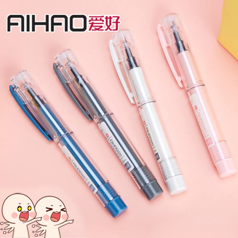 

4pcs/lot High capacity Gel-ink pen 0.5mm black blue ink Portable short style office school writing stationery gel pen