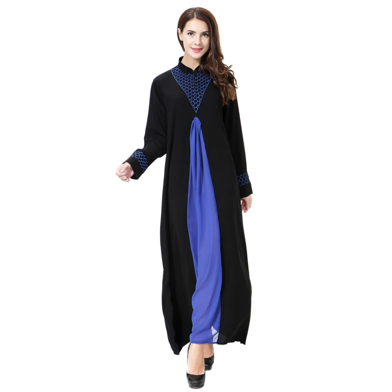 Elegant Muslim Fashion Adult Abaya Islamic Prayer Clothing Muslim Lady Wool Peach Dress Robe Arab Worship Service Gold Blue1