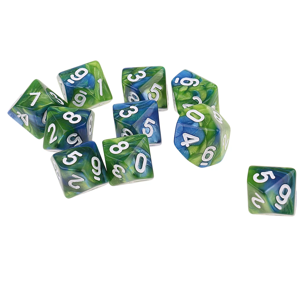 Perfeclan 10pcs 10 Sided D10 Polyhedral Dice Double Color for DND RPG MTG Board Game Accessories Double Colors Dice