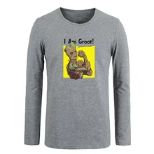 Guardians of the Galaxy I am Groot Tree people T shirt Customized Cotton Long Sleeve T-shirt Gifts for Boy Casual Clothing